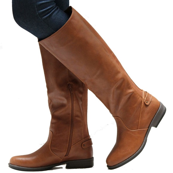 Shoes - New Tan Elastic Western Knee High Riding Boots